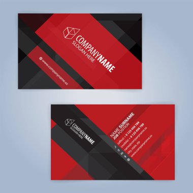 Kırmızı ve siyah modern kartvizit şablonu, illüstrasyon vektör 10