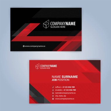 Kırmızı ve siyah modern kartvizit şablonu, illüstrasyon vektör 10