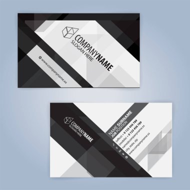 Siyah ve beyaz modern kartvizit şablonu, illüstrasyon vektör 10