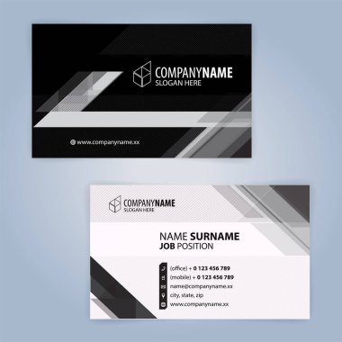 Siyah ve beyaz modern kartvizit şablonu, illüstrasyon vektör 10