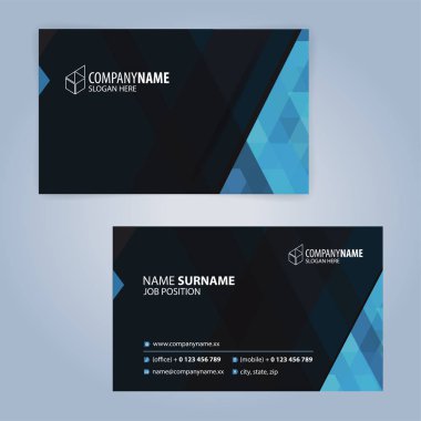 Mavi ve modern kartvizit şablonu, illüstrasyon vektör 10 siyah