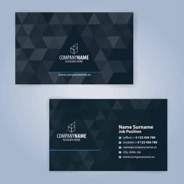 Mavi ve modern kartvizit şablonu, illüstrasyon vektör 10 siyah