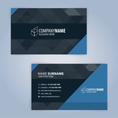 Mavi ve modern kartvizit şablonu, illüstrasyon vektör 10 siyah