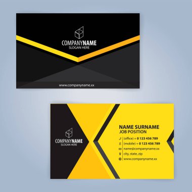 Kartvizit şablonu. Sarı ve siyah, resimde Vector10
