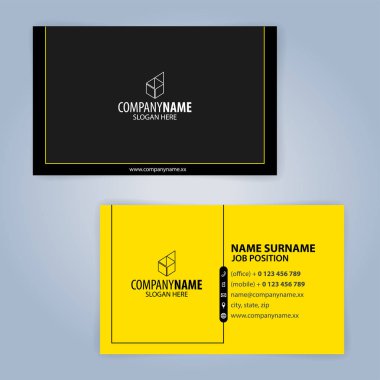 Kartvizit şablonu. Sarı ve siyah, resimde Vector10