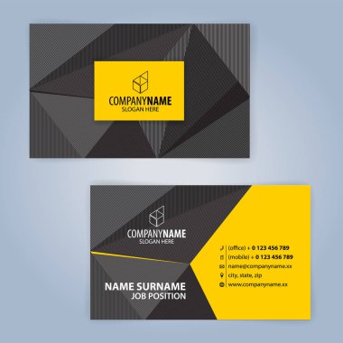 Kartvizit şablonu. Sarı ve siyah, resimde Vector10