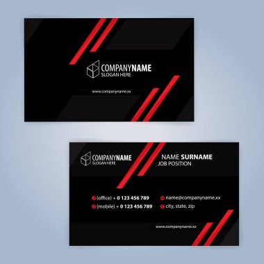Kartvizit şablonu. Kırmızı ve siyah, resimde Vector10