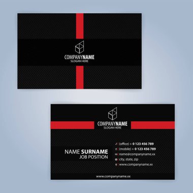 Business card template. Red and Black, Illustration Vector10 clipart svg vector 