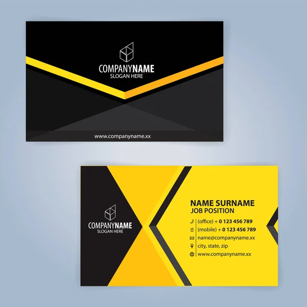 Business Card Template Yellow Black Illustration Vector10 — Stock Vector
