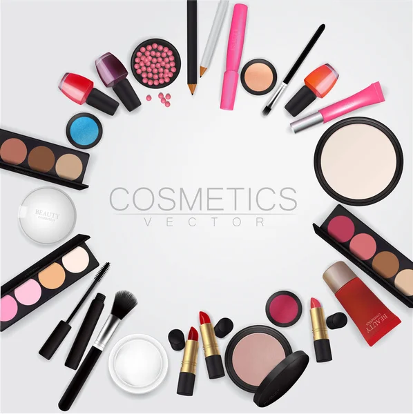 Sets Van Cosmetica Roze Bokeh Achtergrond Vector — Stockvector