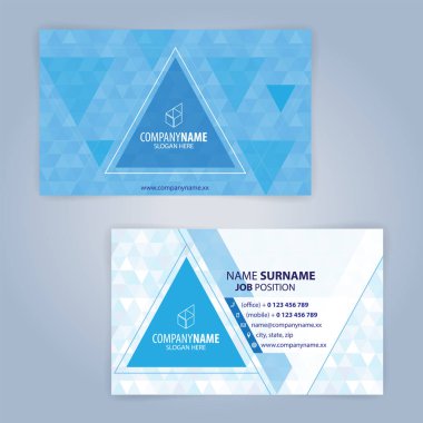 Mavi ve beyaz modern kartvizit şablonu, illüstrasyon vektör 10