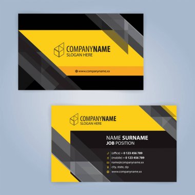 Sarı ve beyaz modern kartvizit şablonu, illüstrasyon vektör 10