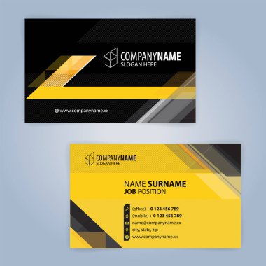 Sarı ve beyaz modern kartvizit şablonu, illüstrasyon vektör 10