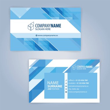 Mavi ve beyaz modern kartvizit şablonu, illüstrasyon vektör 10