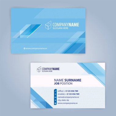 Mavi ve beyaz modern kartvizit şablonu, illüstrasyon vektör 10