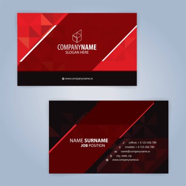 Kırmızı ve siyah modern kartvizit şablonu, illüstrasyon vektör 10