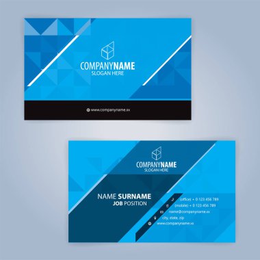 Mavi ve modern kartvizit şablonu, illüstrasyon vektör 10 siyah