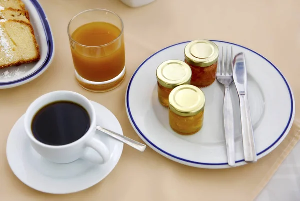 Mermelada Para Desayuno Con Filtro Café Jugo — Foto de Stock