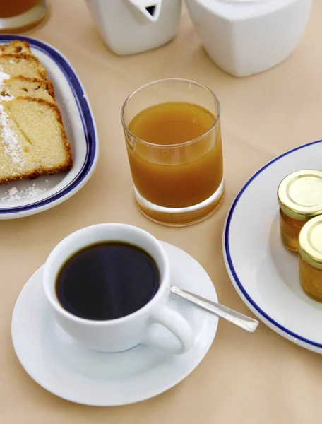 Mesa Desayuno Con Café Mermelada — Foto de Stock