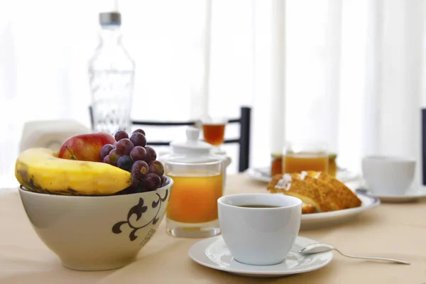 Mesa Desayuno Básica Hotel Para Estilo Vida Saludable — Foto de Stock