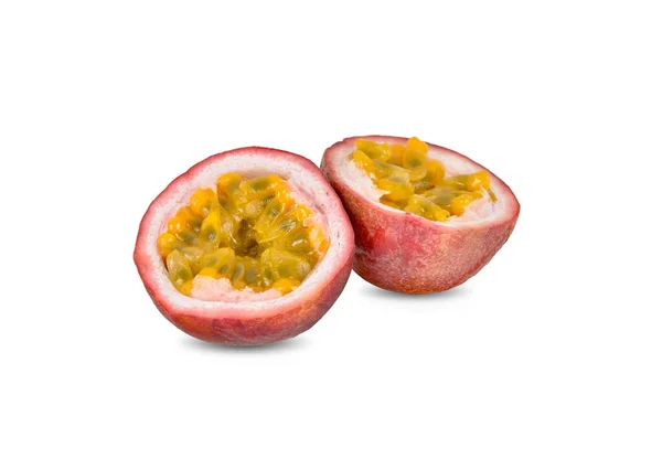 Half Cut Ripe Passion Fruit White Background Royalty Free Stock Images