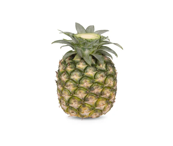 Whole Unpeeled Ripe Pineapple White Background Stock Picture