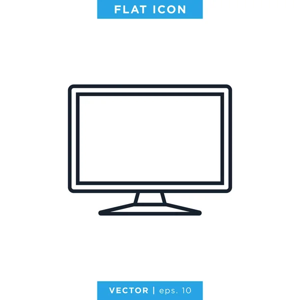Desktop Monitor Icon Vector Design Template Essbarer Schlaganfall — Stockvektor