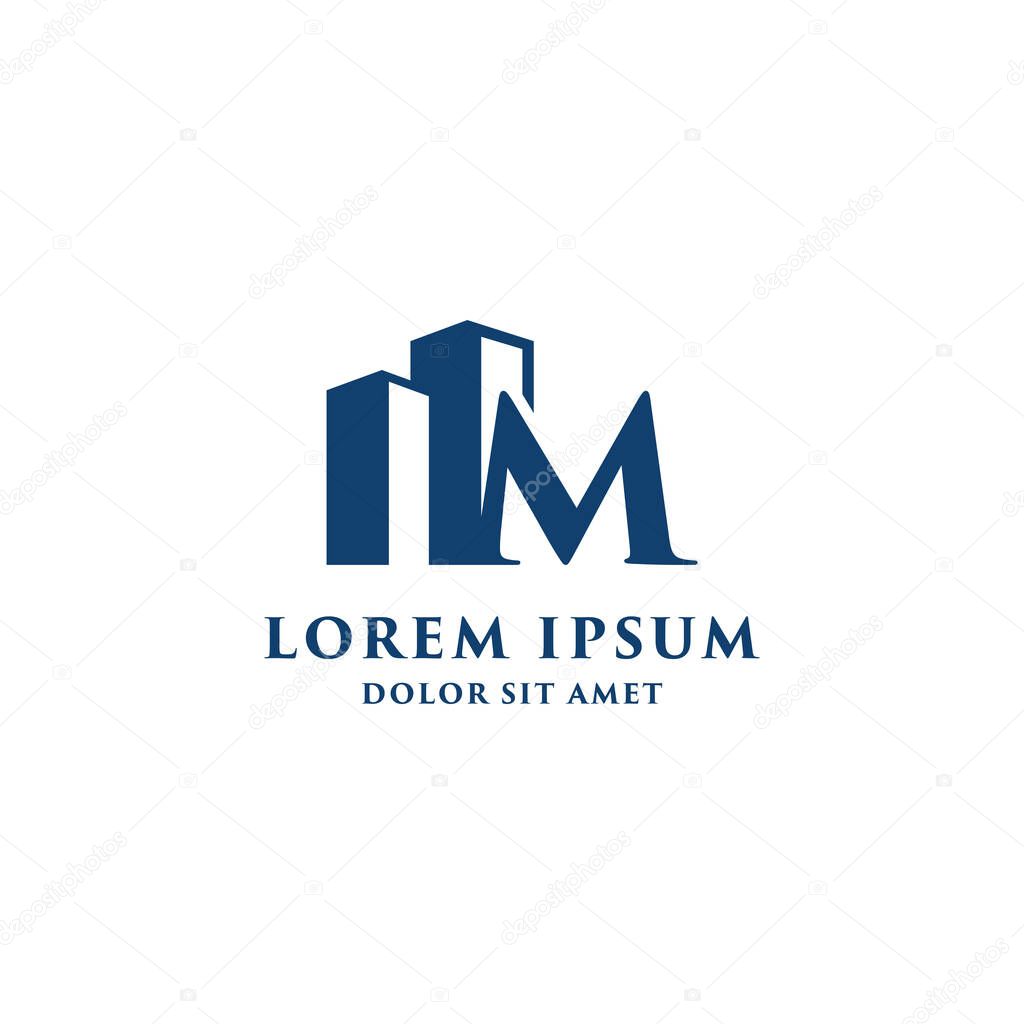 Letter M Building Logo Design Template