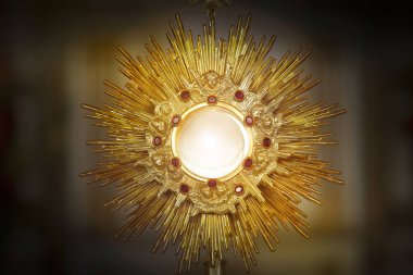 Ostensorial adoration in the catholic church clipart