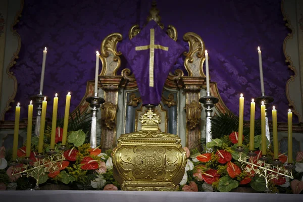 Simbolo cattolico Santissimo sacramento con santa comunione — Foto Stock