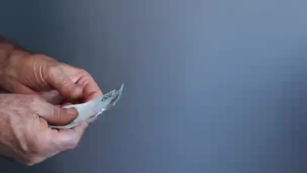 Mãos Entregar Dinheiro Troca Notas Notas Real Brasileiro Dinheiro Brasil — Vídeo de Stock