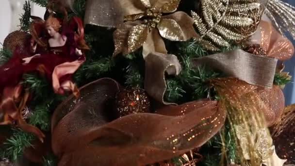 Natale Capodanno Vacanze Sfondo Con Palle Natale Albero — Video Stock