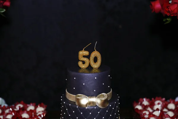 Detalhes da vela do aniversário 50th — Fotografia de Stock