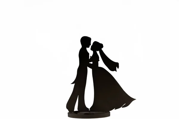 Beautiful silhouette of bride and groom decorative — Stock Photo, Image