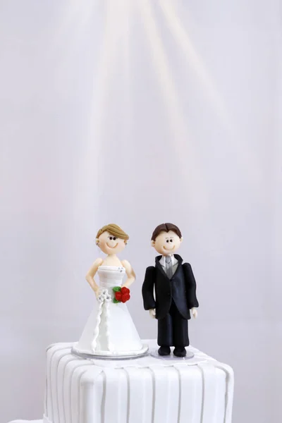 Belas Estátuas Noiva Noivo Bolo Casamento Decorativo Noiva Casamento Noivo — Fotografia de Stock