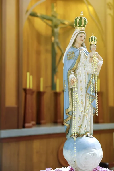 Figura Wizerunku Matki Bożej Różańcowej Różańca Świętego Lub Różańca Najświętszego — Zdjęcie stockowe