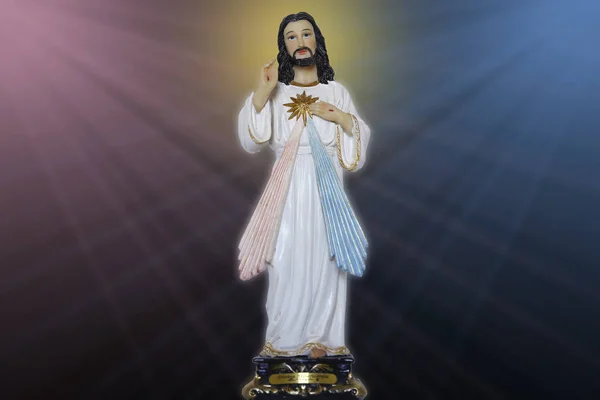 Estátua Representando Misericordioso Jesus Cristo Misericórdia Divina Símbolo Católico — Fotografia de Stock