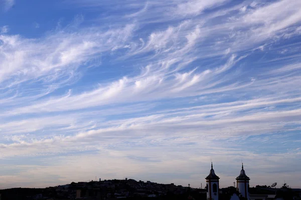 Nubes Cirros Blancos Día Del Cielo Azul — Foto de Stock