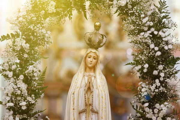 Statue Image Notre Dame Fatima Mère Dieu Dans Religion Catholique — Photo