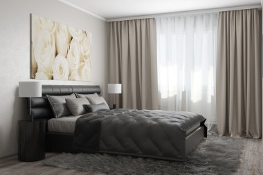 Beyaz gül ile modern yatak odası