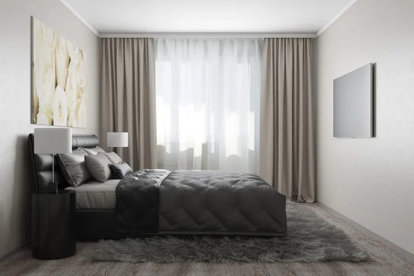Beyaz gül ile modern yatak odası