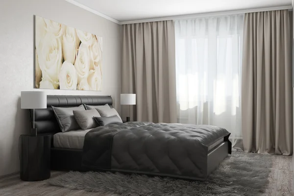 Beyaz gül ile modern yatak odası