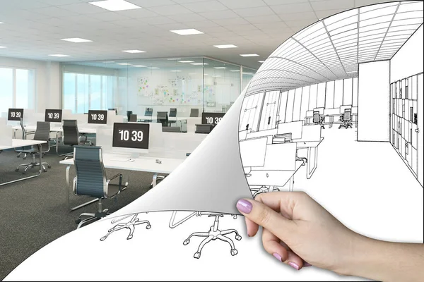 Ilustración Concepto Renovación Oficinas — Foto de Stock