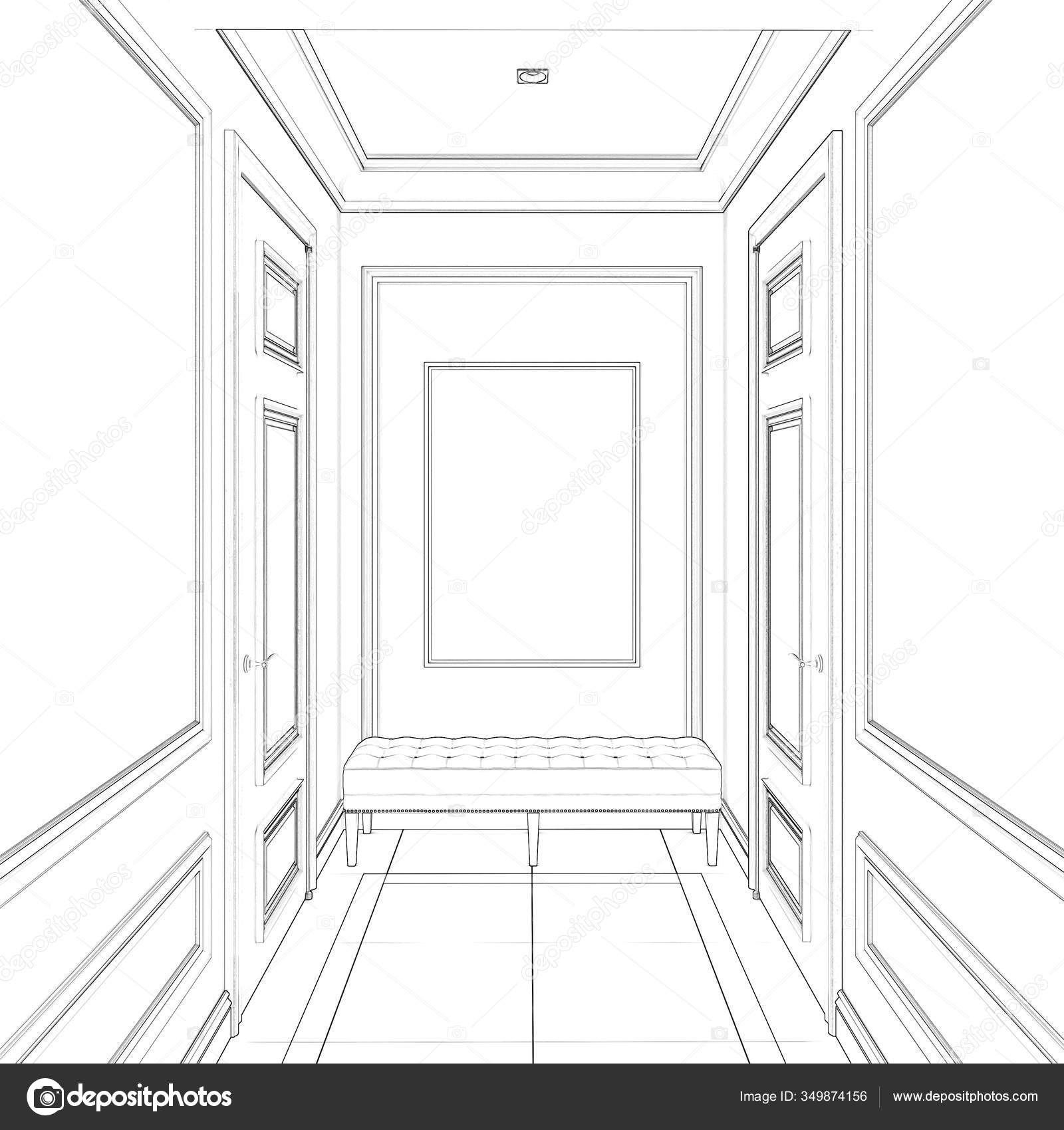 hallway with doors drawing southernsteeltattoospikevilleky