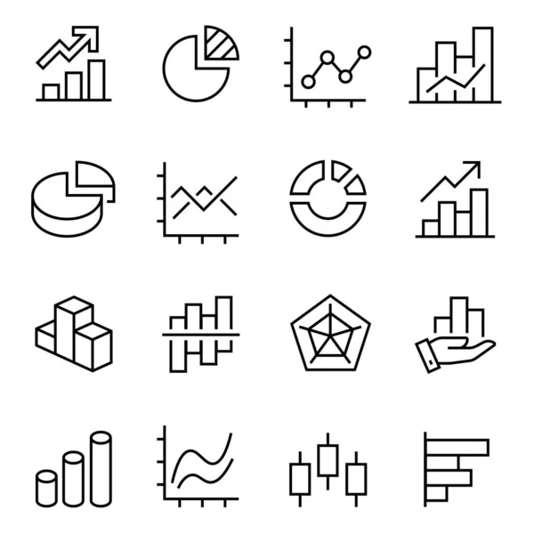 Graphic and statistics icons set, editable vector stroke — 스톡 벡터