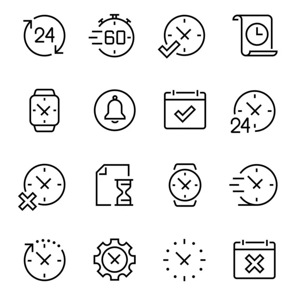 Time and clock icons, editable vector stroke — 스톡 벡터