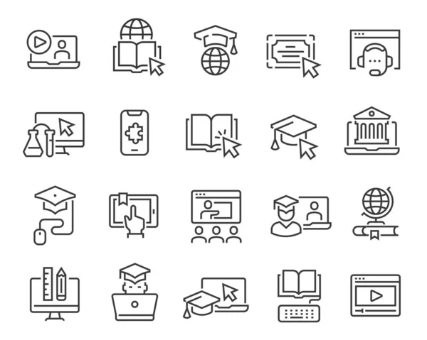 Online education icon set. Editable vector stroke. — Stock Vector