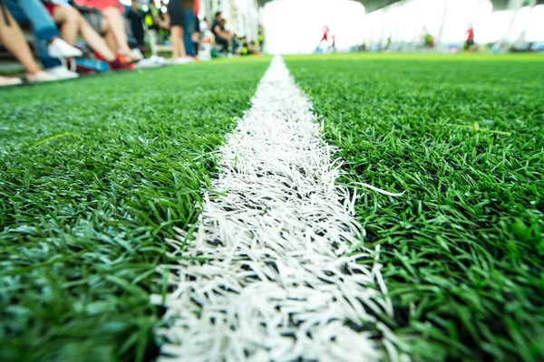 Yeşil futbol futbol sahası ile oyuncu portre hatta