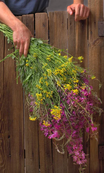 kır çiçekleri büyük bir buket tutan adam