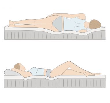 Correct sleeping position on her side. vector illustration. vector Correct sleeping position on her side. vector illustration. vector